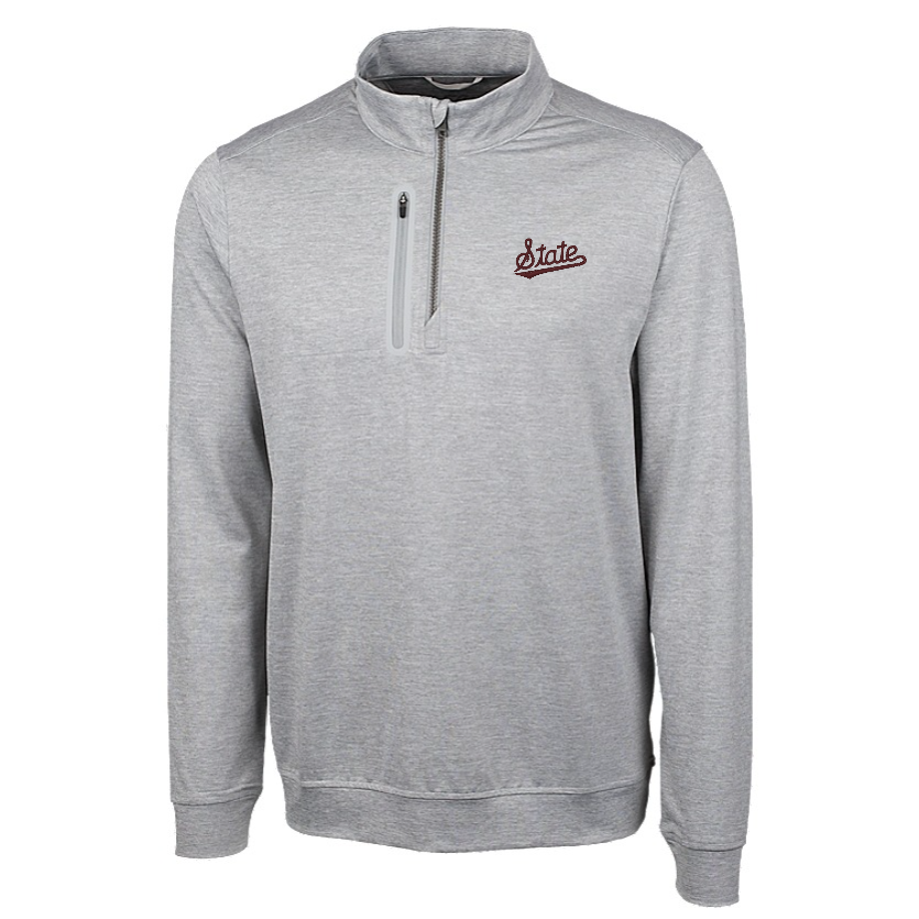 Mississippi State Cutter & Buck Stealth Heathered Grey 1/4 Zip