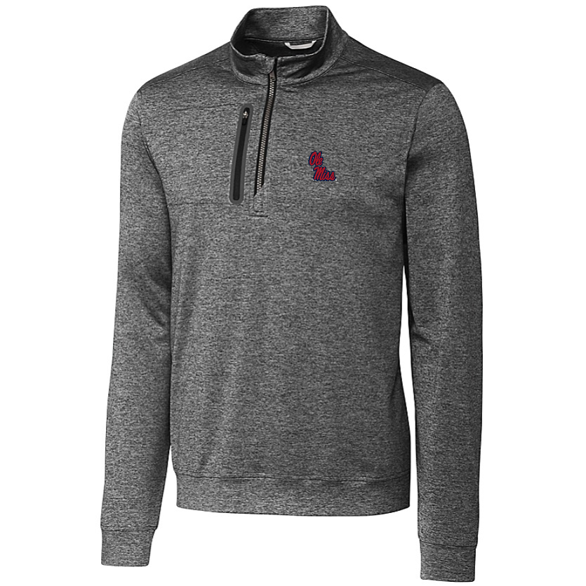 Ole Miss Cutter & Buck Stealth Heathered Grey 1/4 Zip