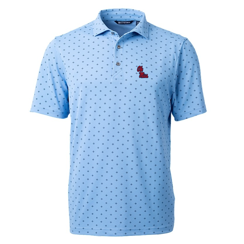 Cutter and Buck Virtue Pique Tile Print Atlas Powder Blue Polo