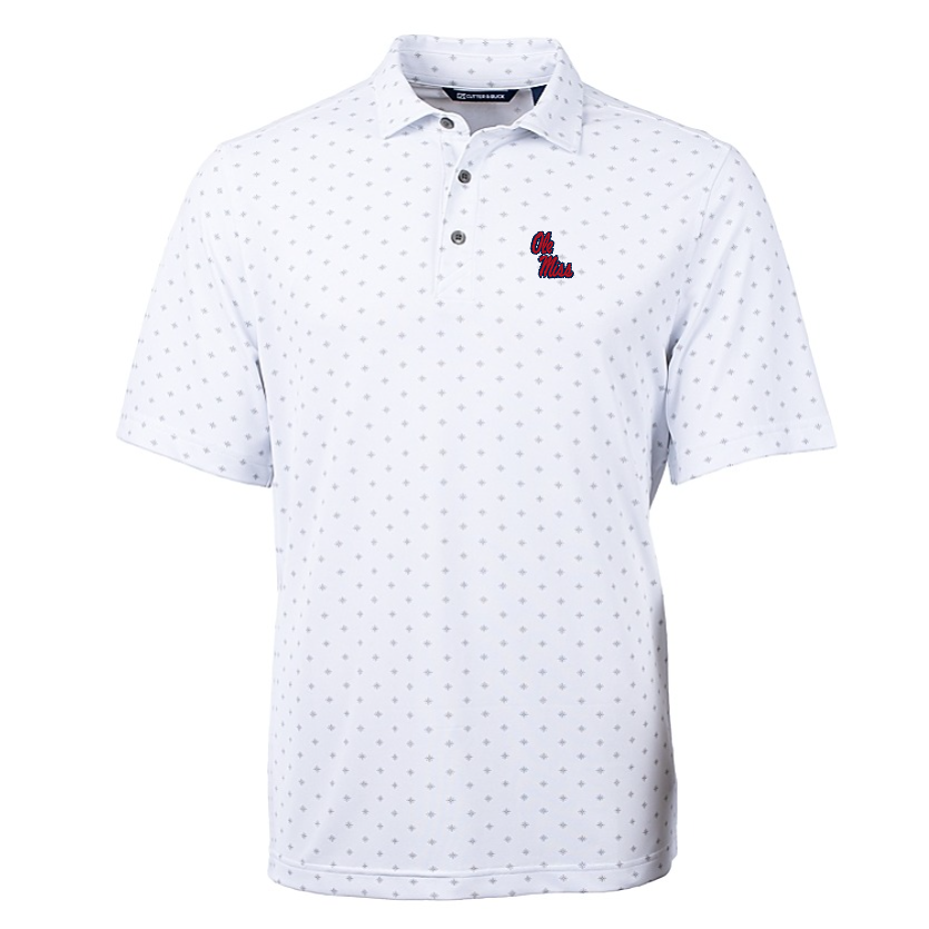 Cutter  and Buck Virtue Pique Tile Print White Polo