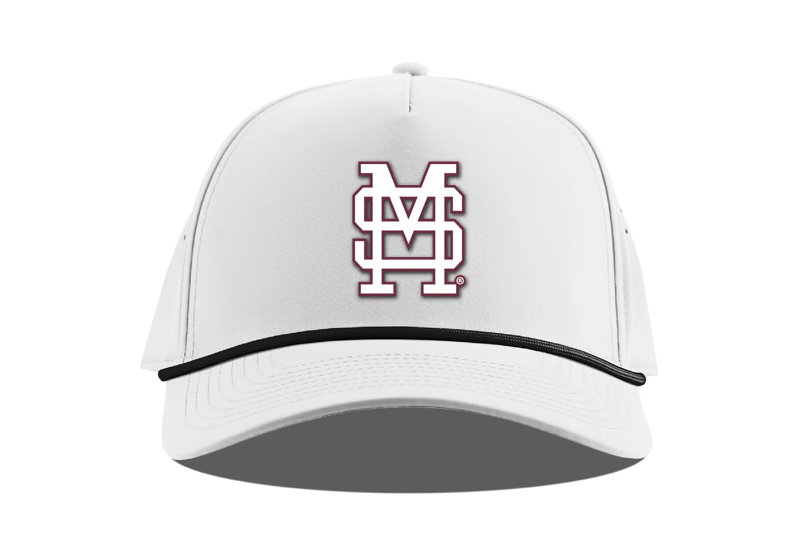 Mississippi State Rope Hat - White Hat with Maroon M Over S