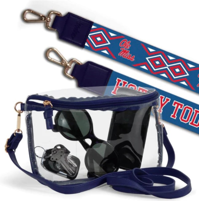 Lexi Clear Purse with Patterned Straps - Ole Miss