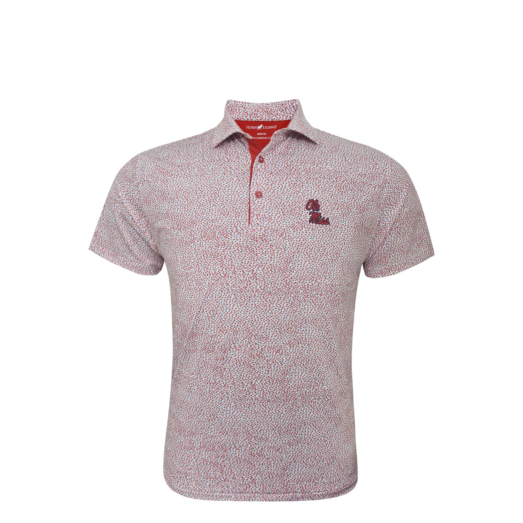 Horn Legend Ole Miss Red, White and Blue Pattern Polo
