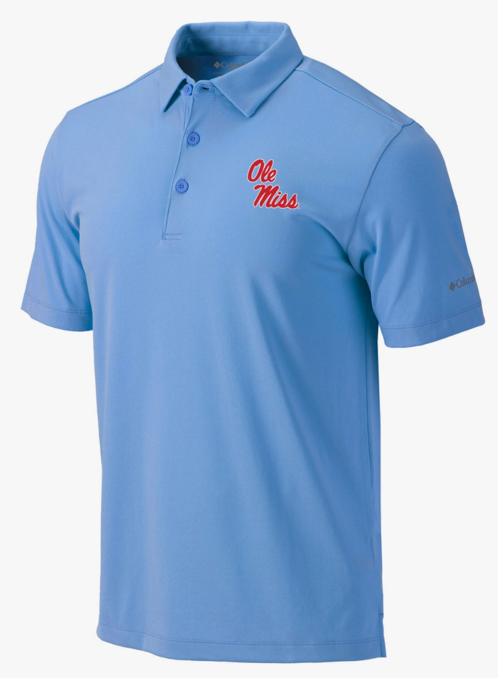 Columbia Omni Wick Drive Powder Blue Polo with Ole Miss Script