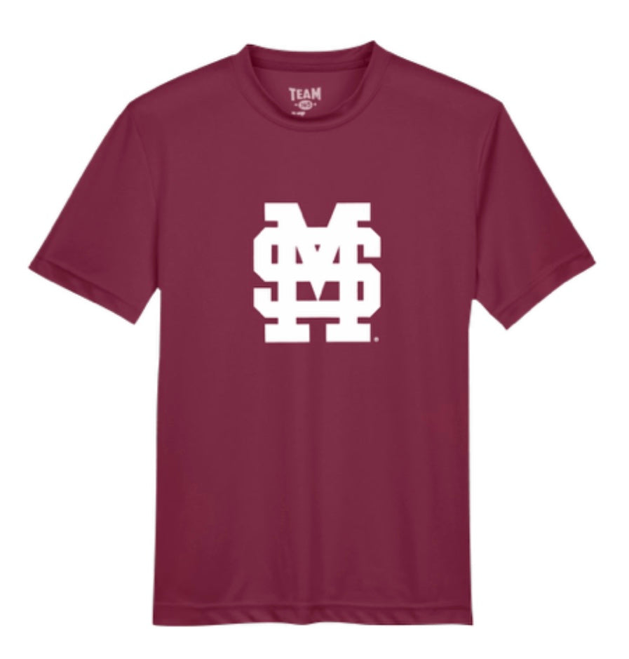 Mississippi State Youth Dri-Fit Tee - Maroon with M Over S