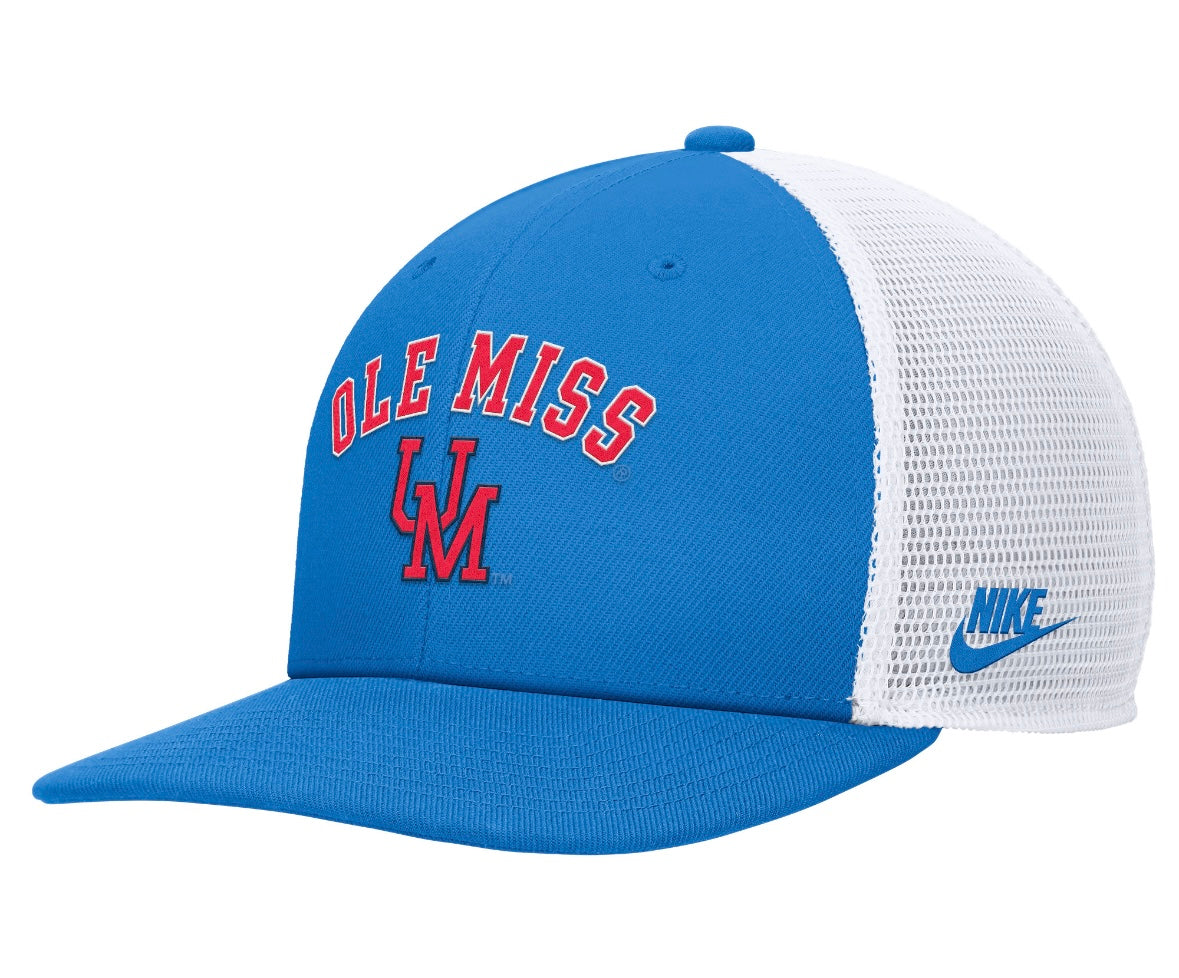 Nike Ole Miss Pro Flatbill Mesh Back Snapback - Italy Blue