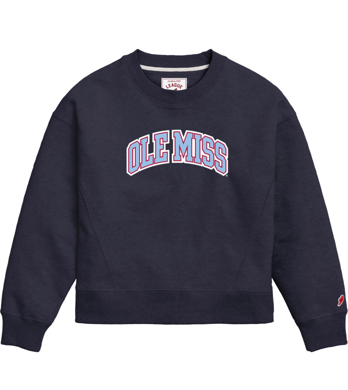 League Navy Ole Miss Sweatshirt with Chenille Ole Miss