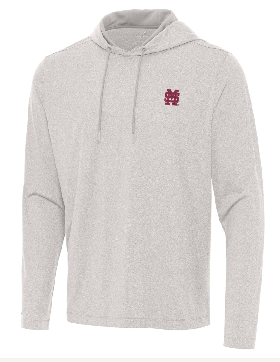 Antigua Mississippi State Kinetic Hooded Pullover - Gray with M Over S