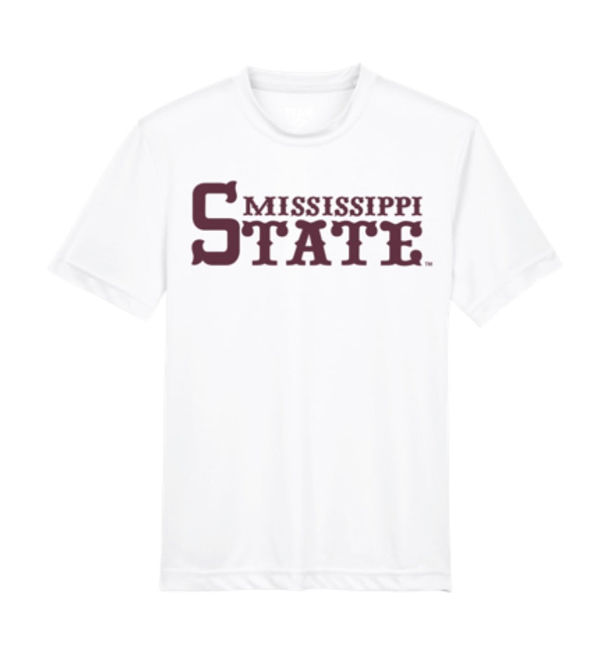 Mississippi State Adult White Dri Fit T-shirt (85 logo)