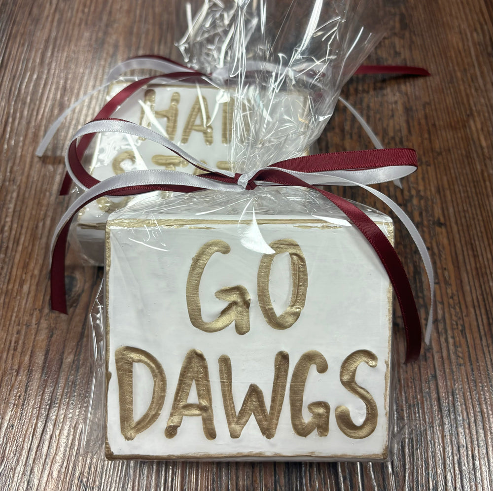 Hand Painted “Go Dawgs” 4x4 Wood Block