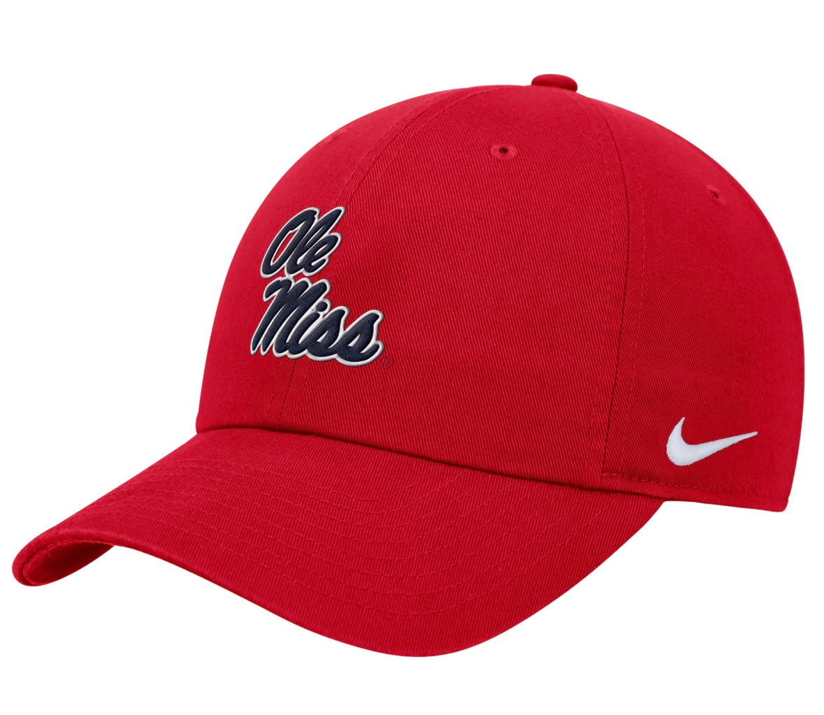 Nike Ole Miss Club Cap with Stack Script - Red
