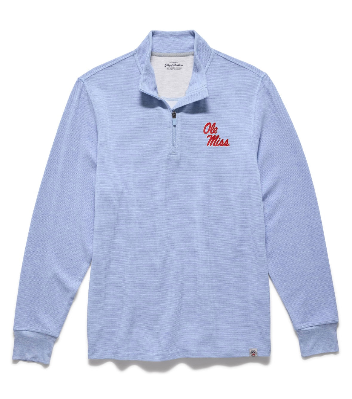 Ole Miss Powder Blue 1/4 Zip with Stack Script