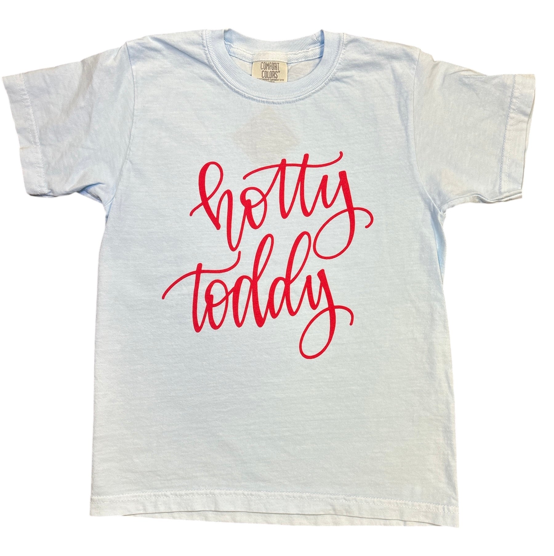 Comfort Color Youth Powder Blue Tee with Red Hotty Toddy Script