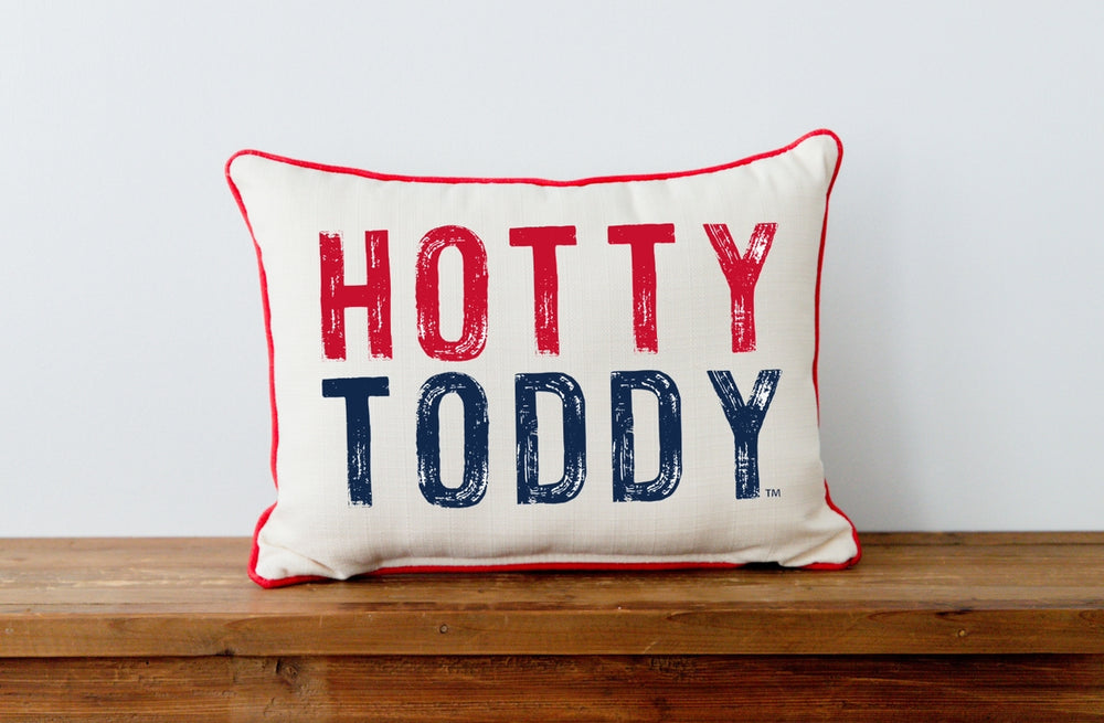 Little Birdie Hotty Toddy Distressed Pillow with Red Piping