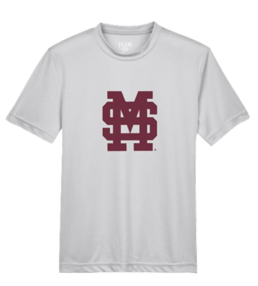 Mississippi State Youth Dri-Fit Tee - Grey with M Over S