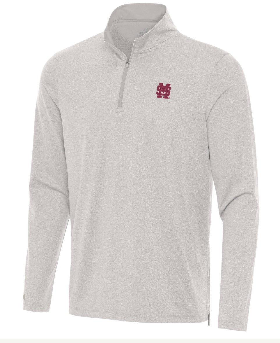 Antigua Mississippi State Kinetic 1/4 Zip Pullover - Gray with M Over S