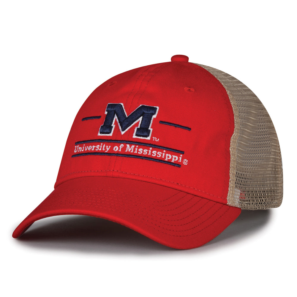 Red Ole Miss Split Bar Soft Trucker Hat