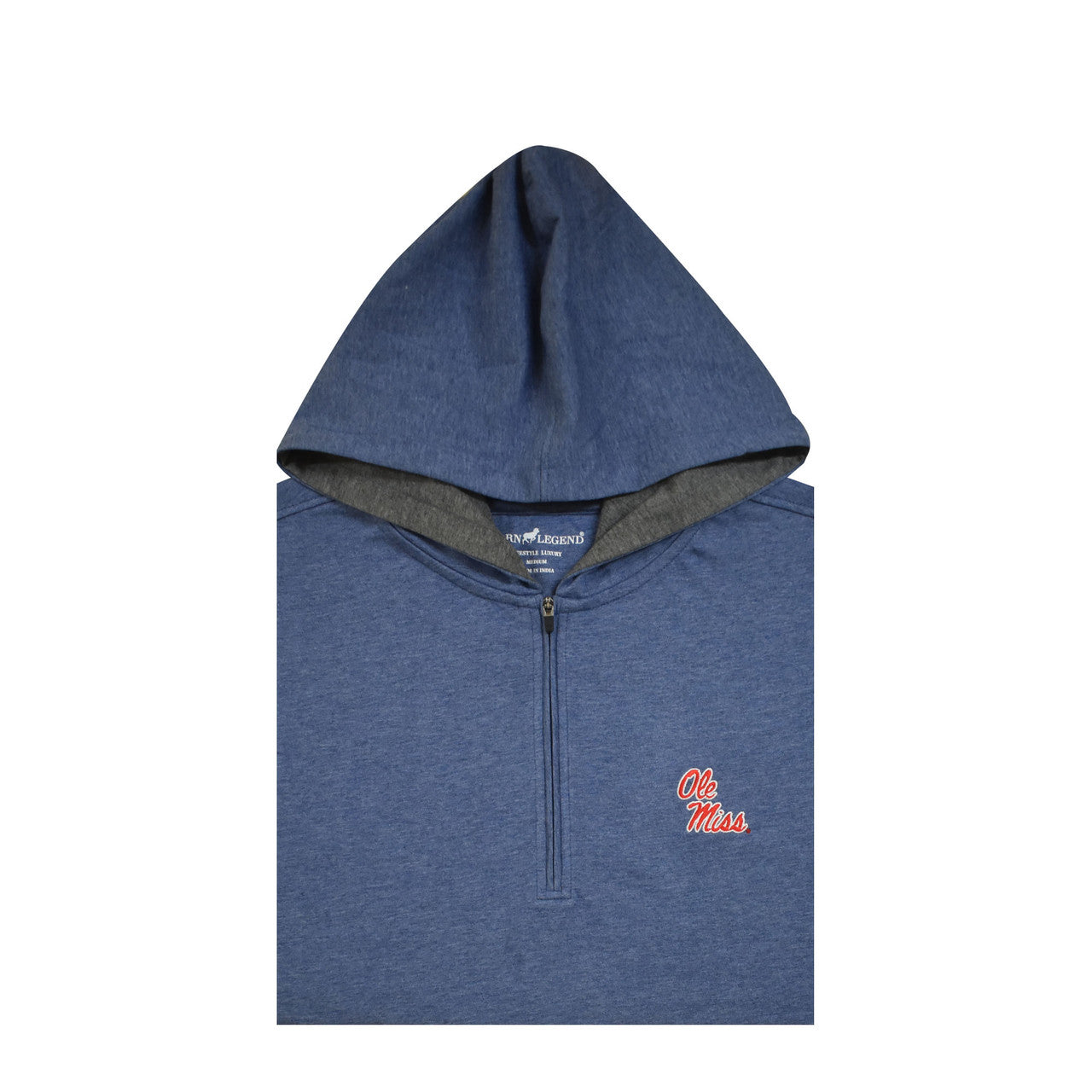 Ole Miss Horn Legend Navy Hooded 1/4 Zip