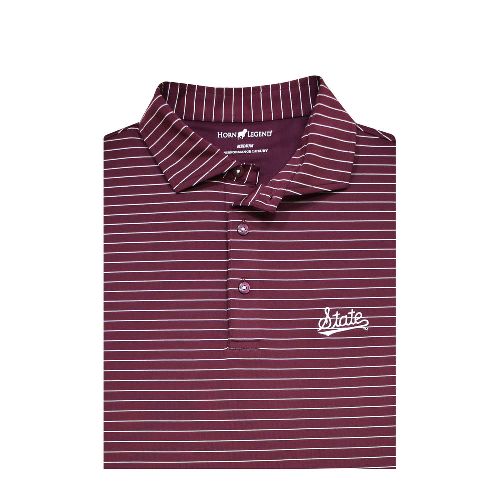 Horn Legend Maroon Polo with white Stripe - State Script