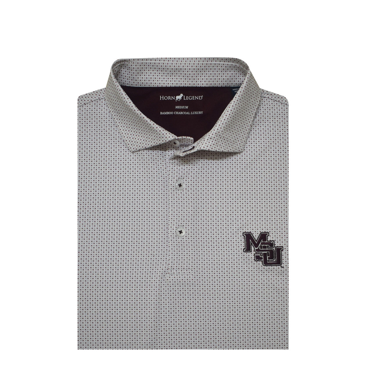 Horn Legend Grey and Maroon Interlocking MSU Polo