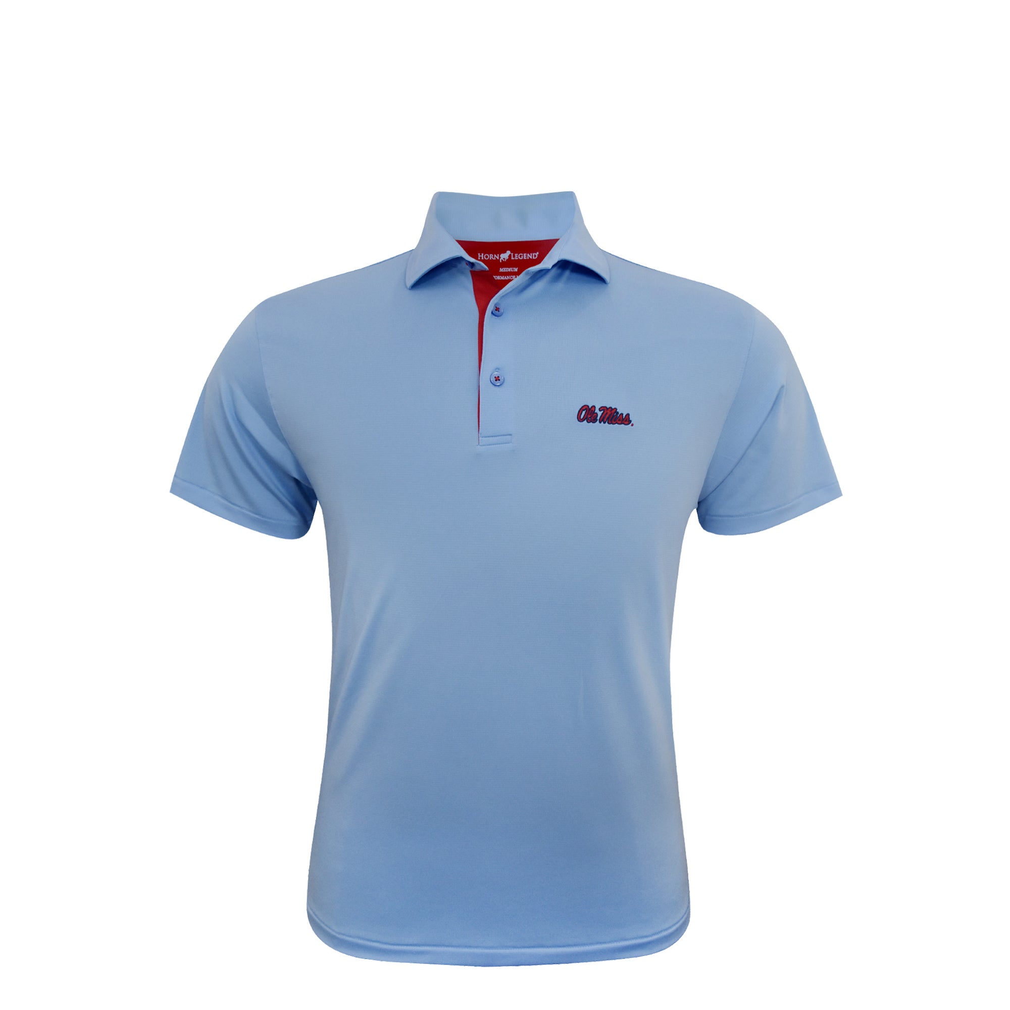 Horn Legend Ole Miss Tonal Powder Blue Stripe Polo