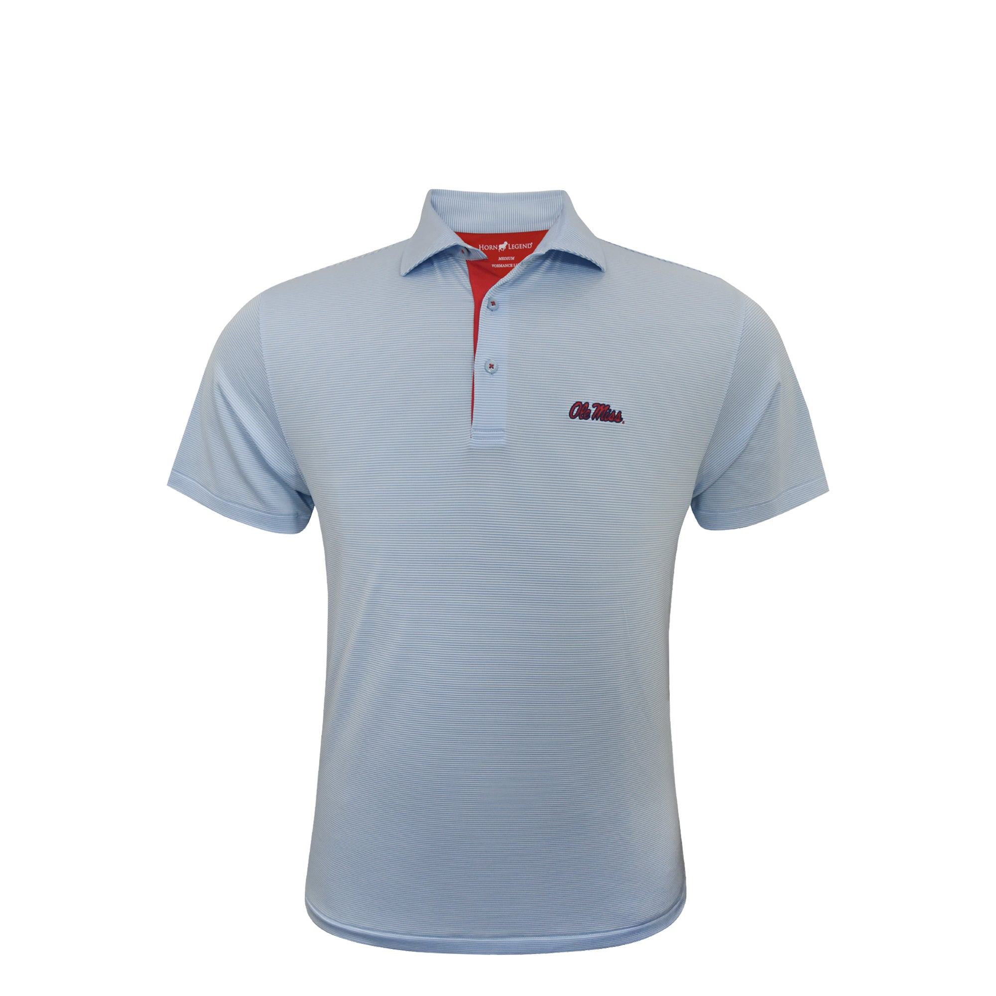 Horn Legend Ole Miss Polo - Powder Blue/ White Striped