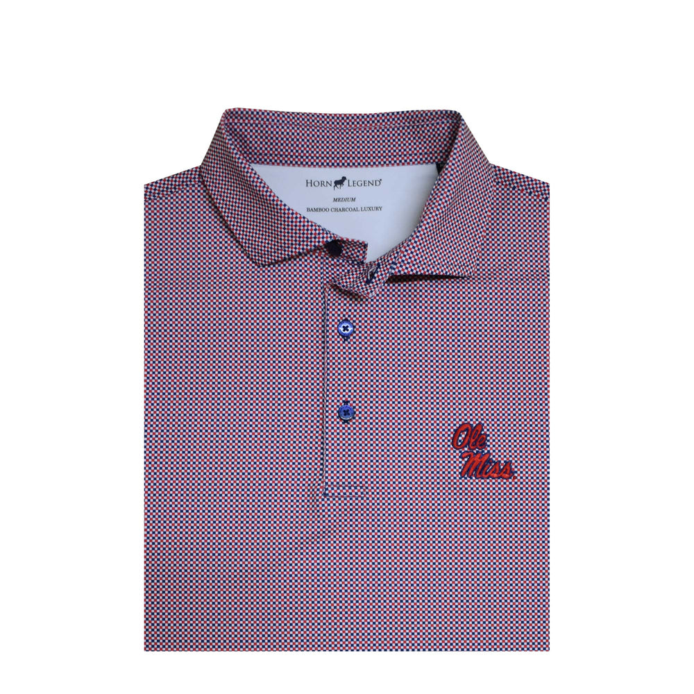 Horn Legend Particolored Gingham Polo Navy/Red