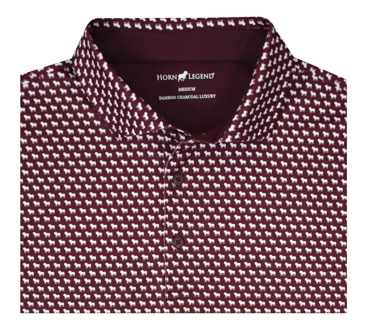 Horn Legend Maroon Bulldog Men's Short Sleeve Polo