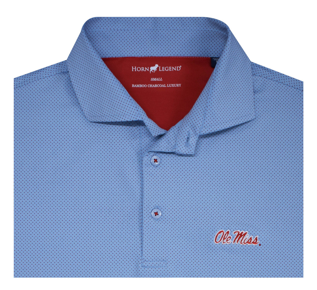 Horn Legend "Ole Miss" Powder Blue Red Dot Polo