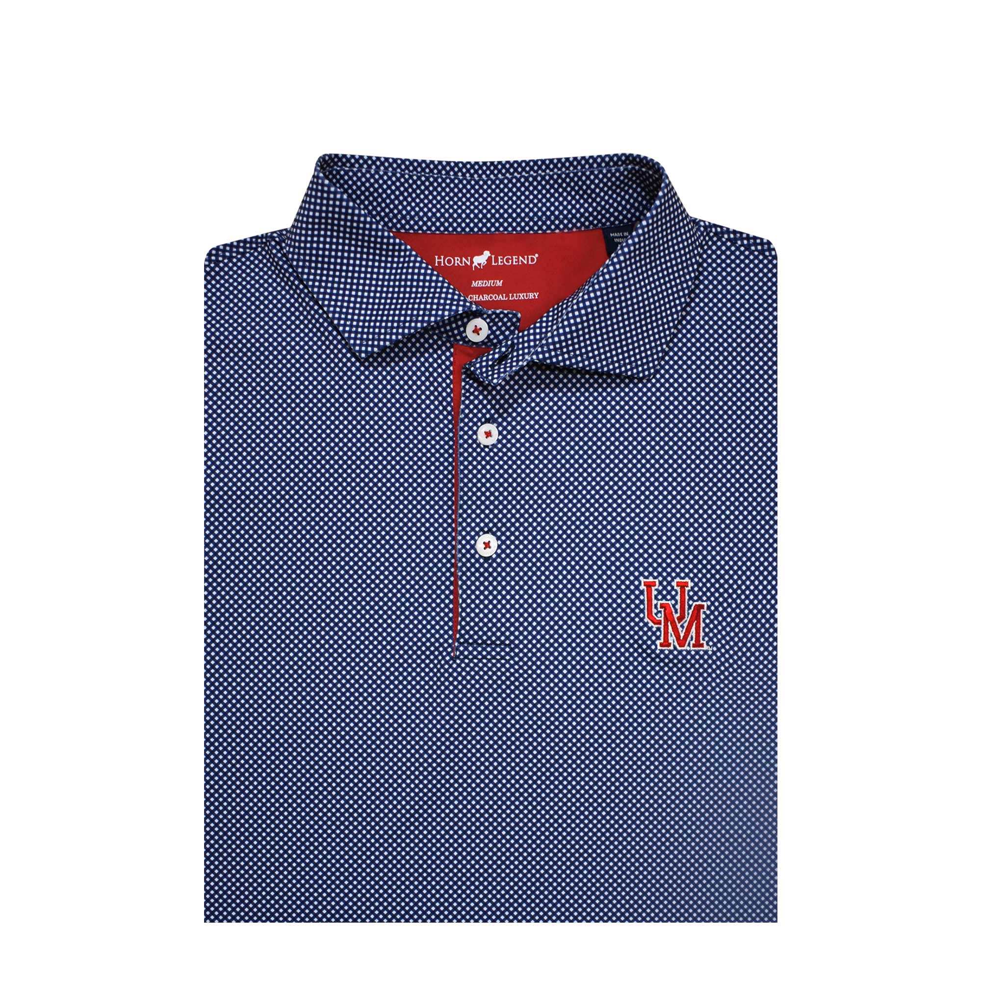 Horn Legend UM Navy and White Checkered Polo