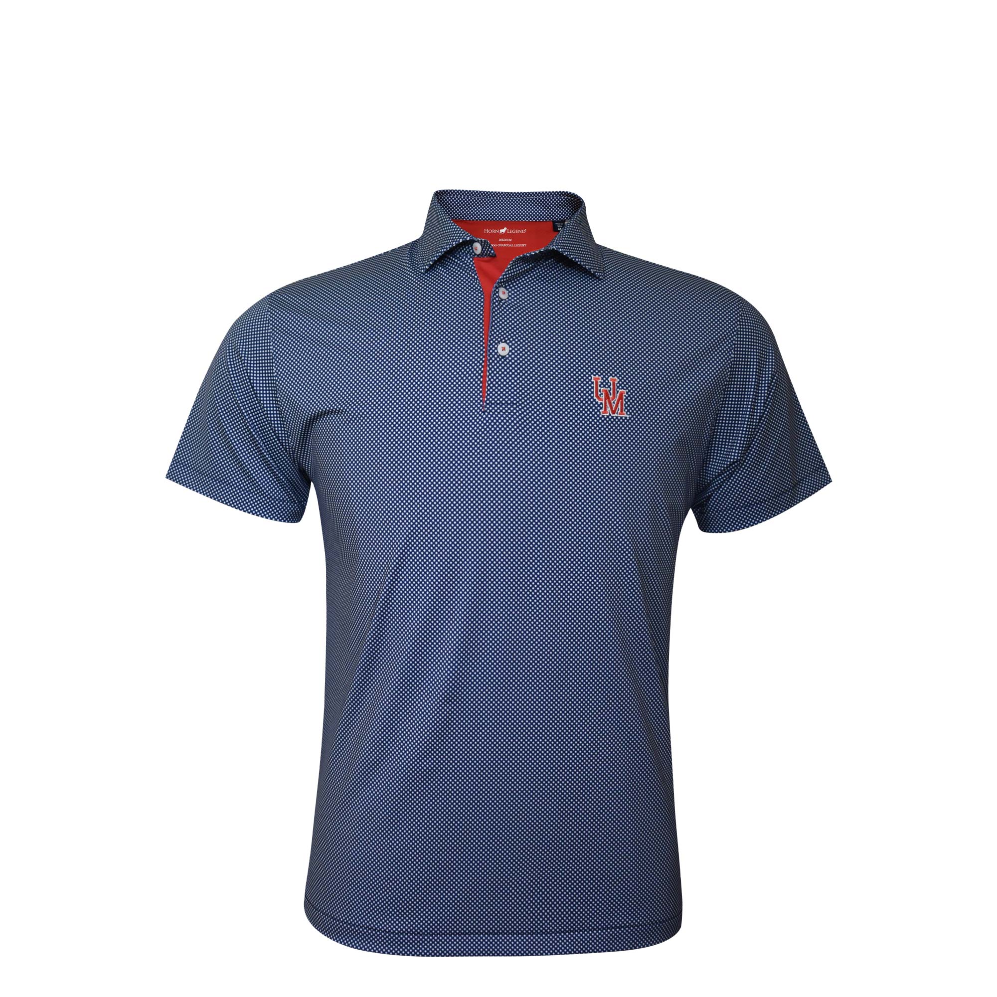 Horn Legend UM Navy and White Checkered Polo
