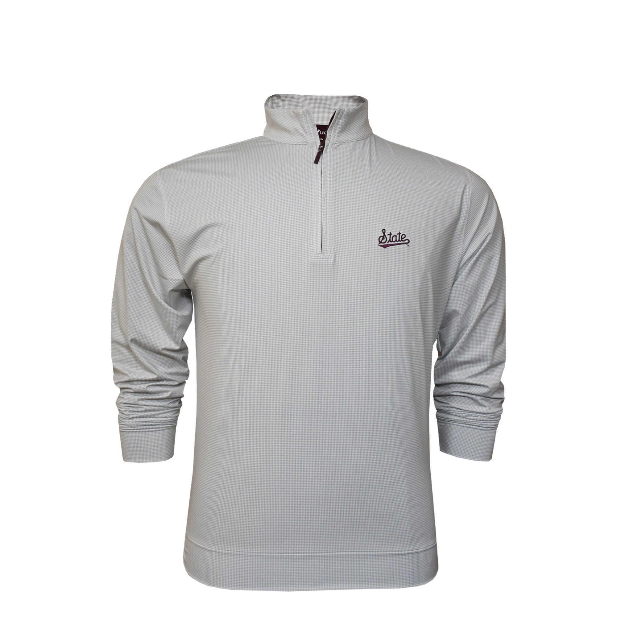 Horn Legend white/Grey 1/4 Zip with Maroon State Script