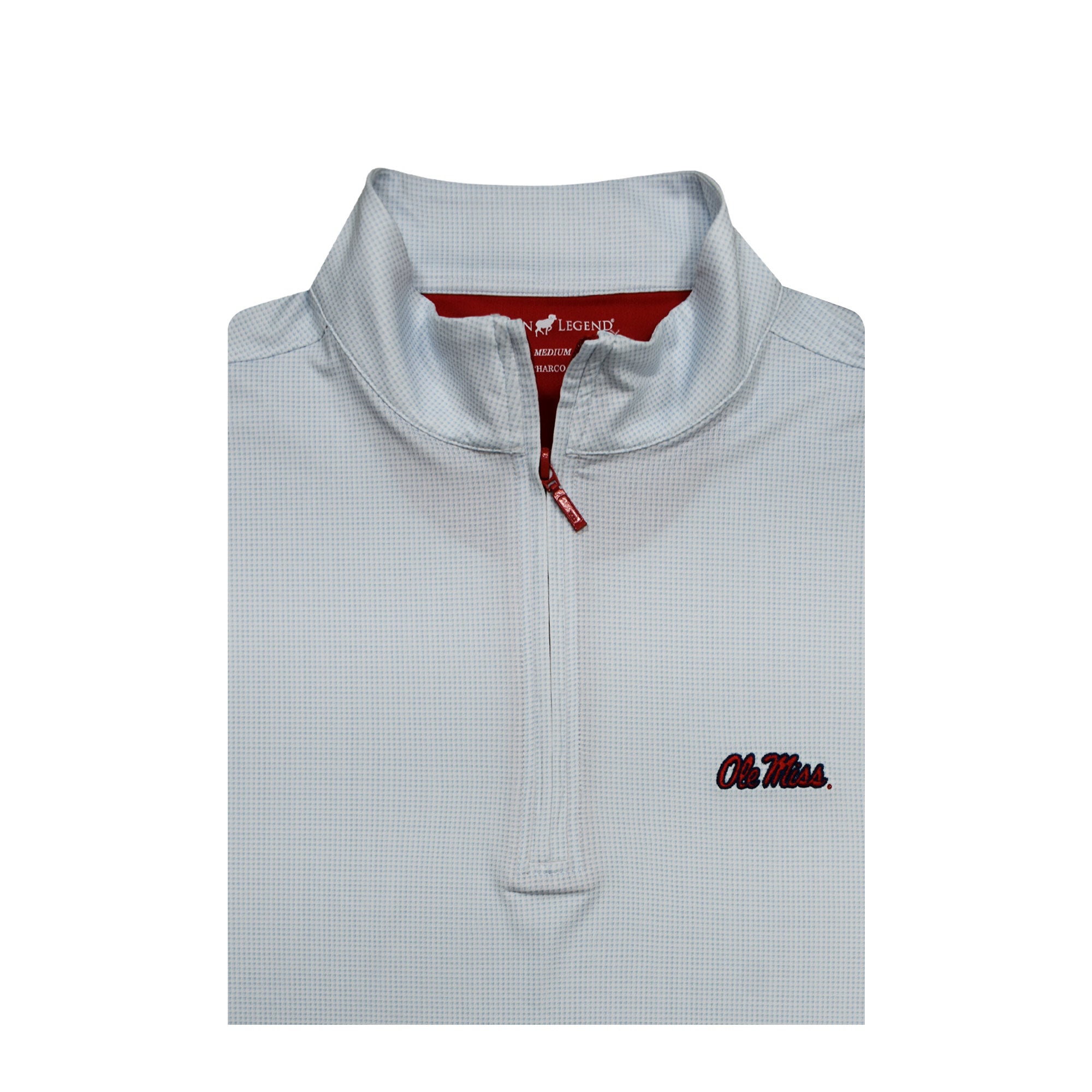 Horn Legend White/Serenity 1/4 Zip with Ole Miss Script