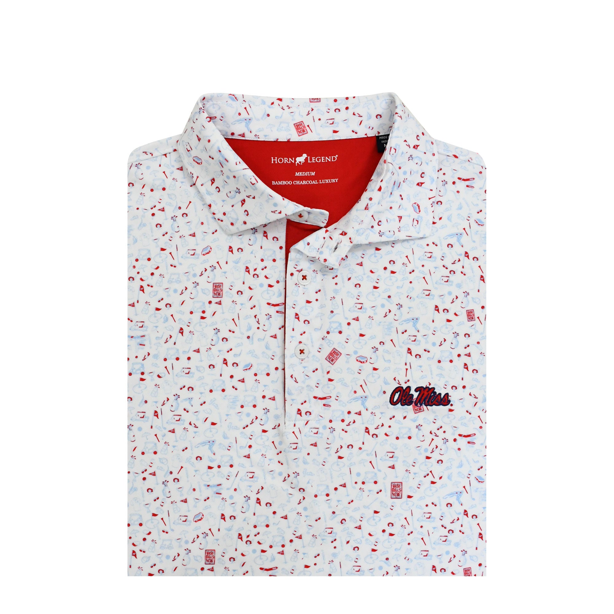 Horn Legend Golf Pattern Design Ole Miss Polo