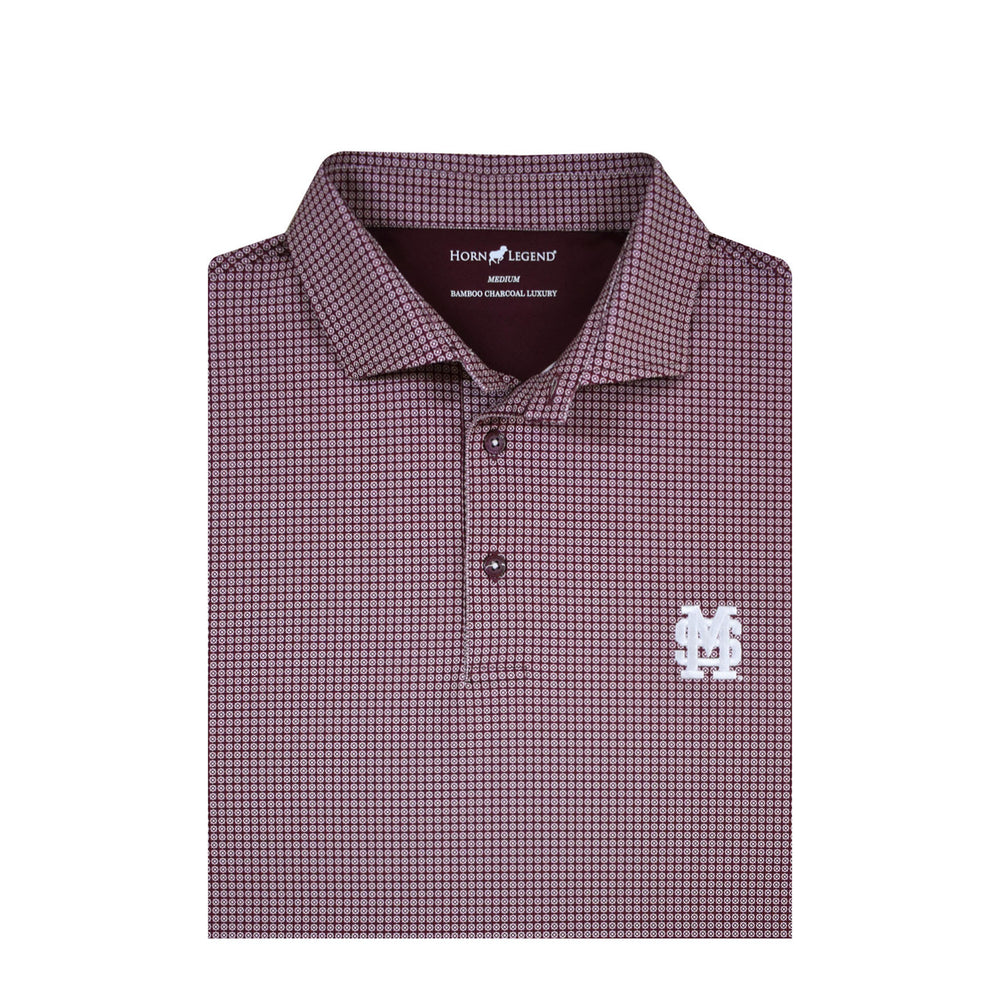 Horn Legend Mississippi State Maroon and White M Over S Polo