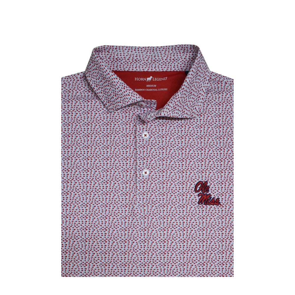 Ole Miss Horn Legend Speckled Red/Powder Blue Polo