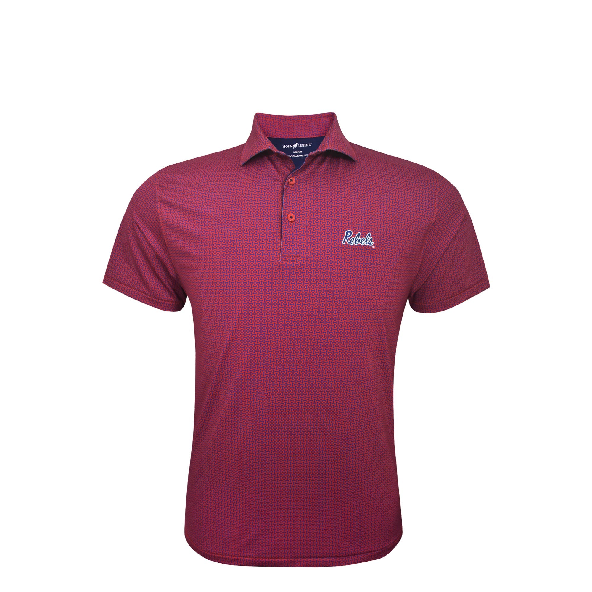 Horn Legend Red and Navy Woven Print Polo