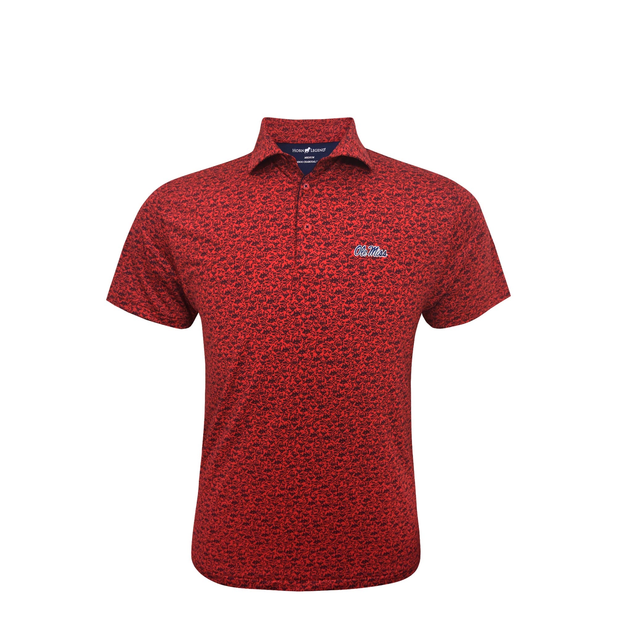 Horn Legend Red and Navy Football Plays Polo