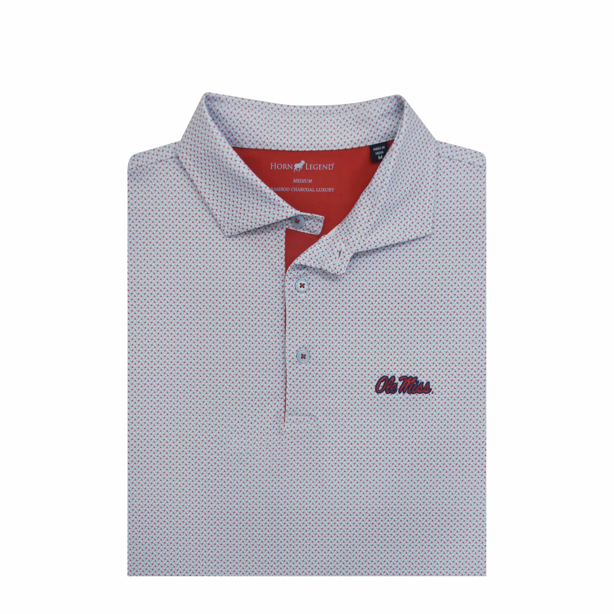 Horn Legend Red, White and Blue Spotted Patterned Polo