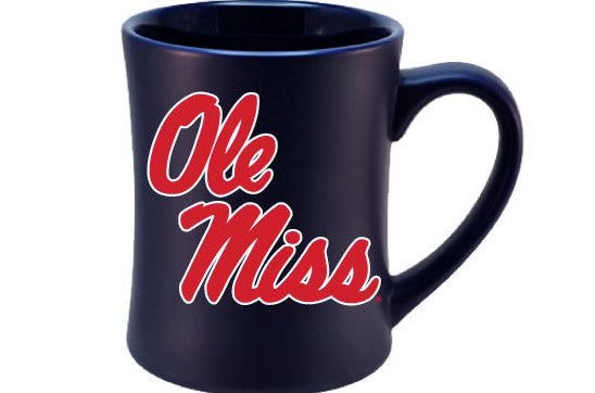 Ole Miss Navy Matte Coffee Mug with Ole Miss Stack Script