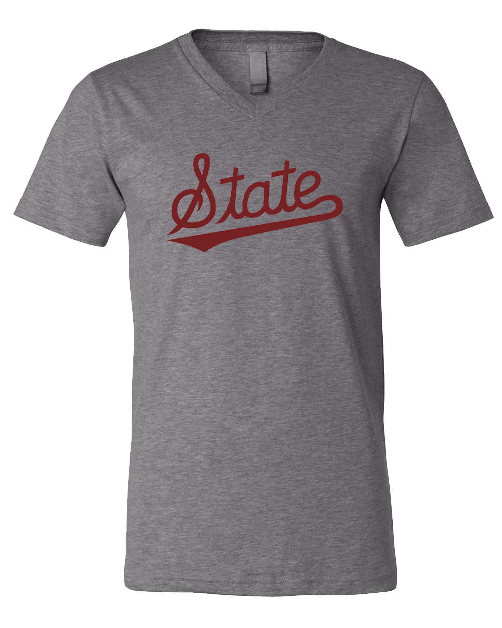 Bella Canvas Grey State Script V Neck Tee