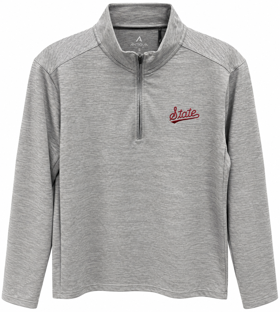 Antigua Mississippi State "Endless" Pullover - Grey with State Script
