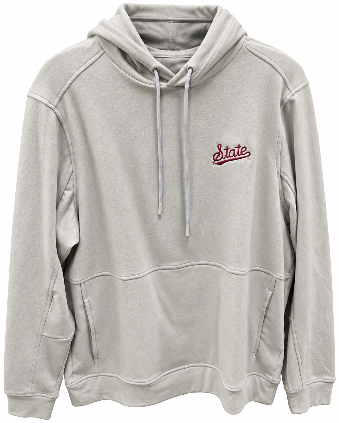 Antigua Mississippi State Echelon Fleece Hooded Pullover - Grey with State Script