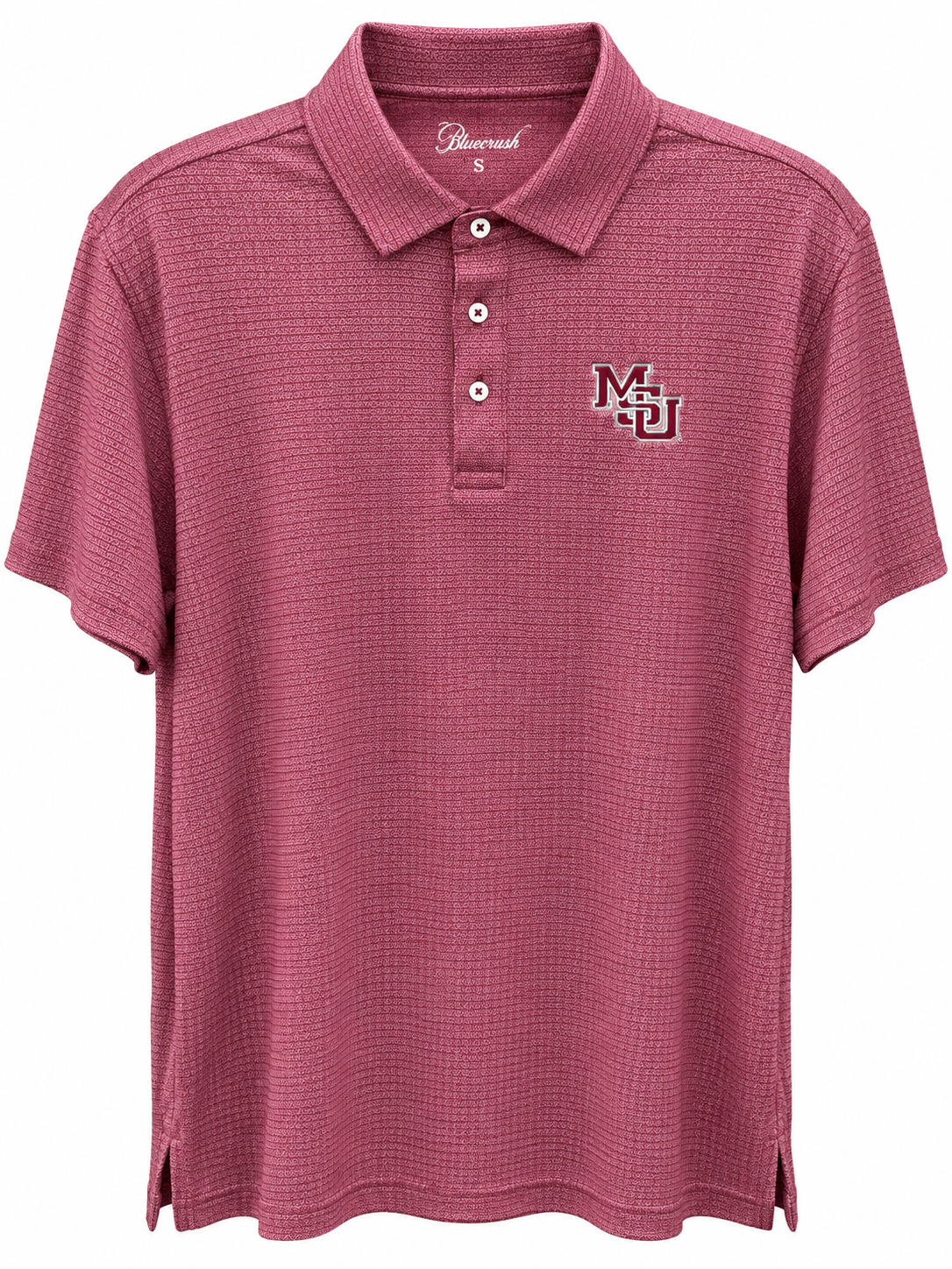 Mississippi State "Apex" Print Performance Polo - Maroon and White with Interlocking MSU