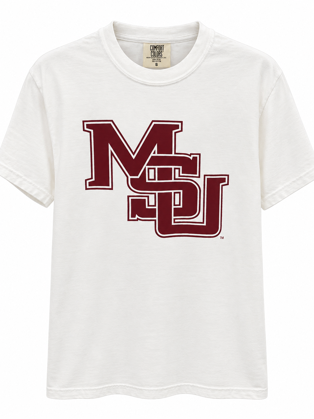 Comfort Color Mississippi State Tee - White with Interlocking MSU