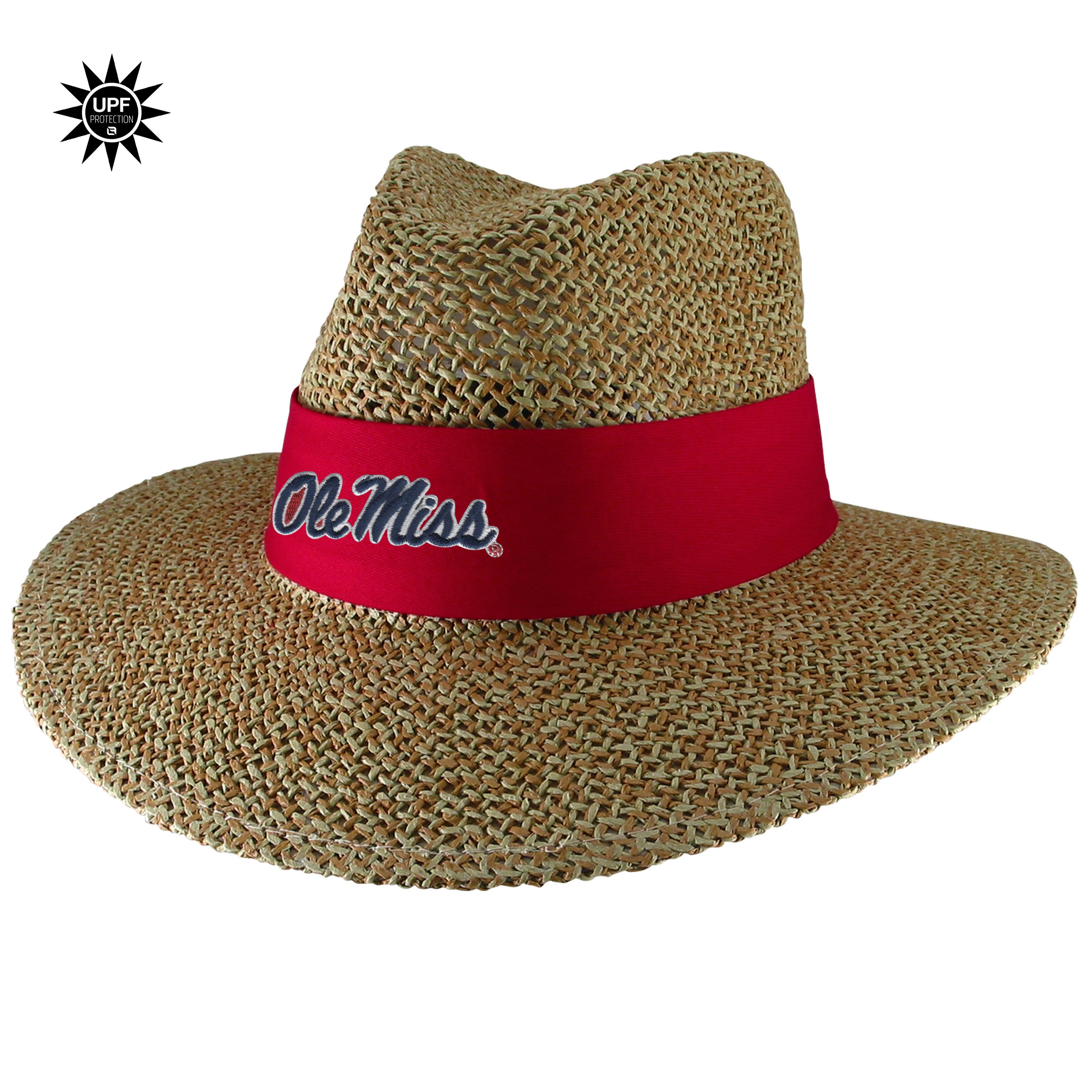 Ole Miss Angler - Twisted Straw Safari Hat with Sun Blocker Material