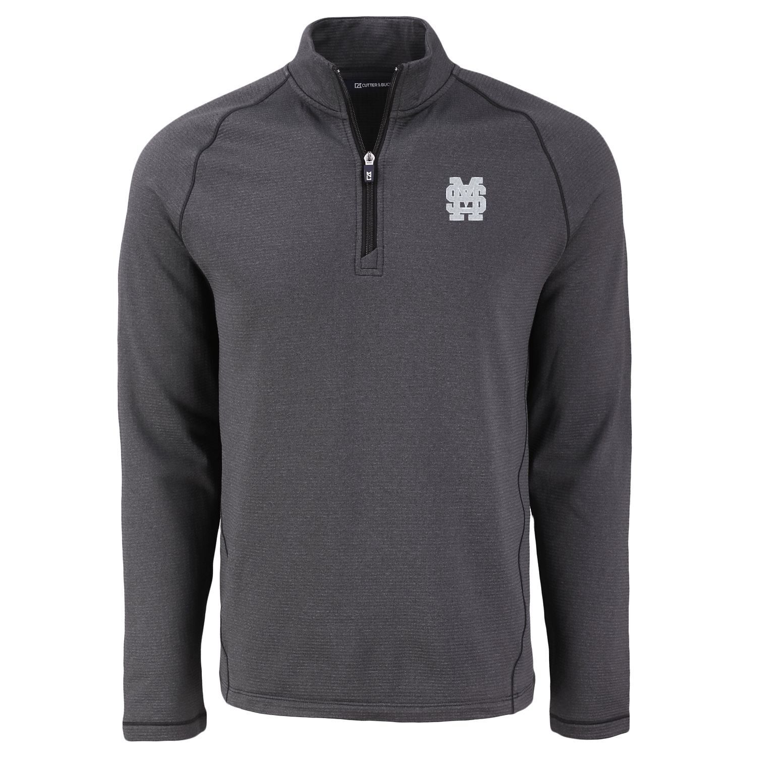 Cutter and Buck Mississippi State Peshastin Eco Fleece 1/4 Zip with M over S - Black
