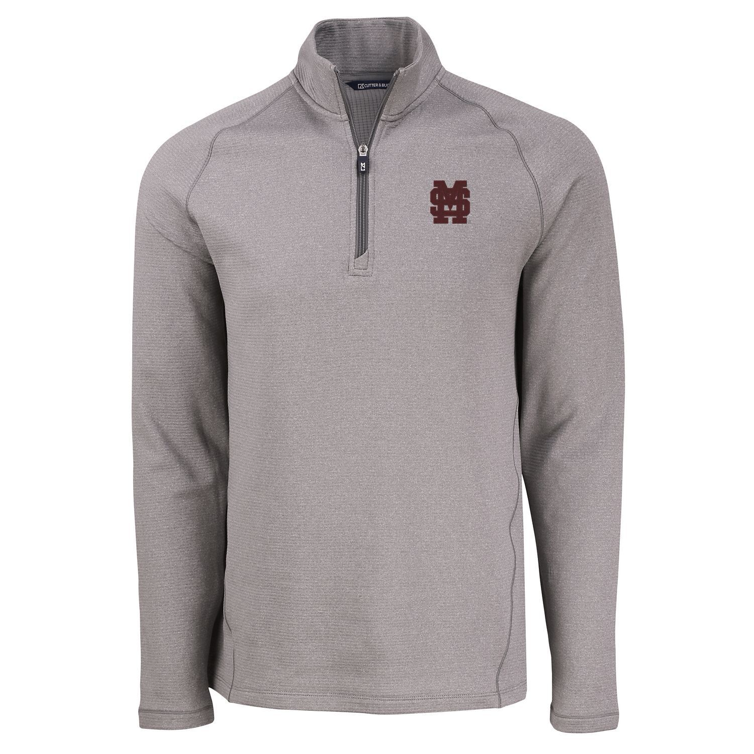Cutter and Buck Mississippi State Peshastin Eco Fleece 1/4 Zip with M Over S - Gray