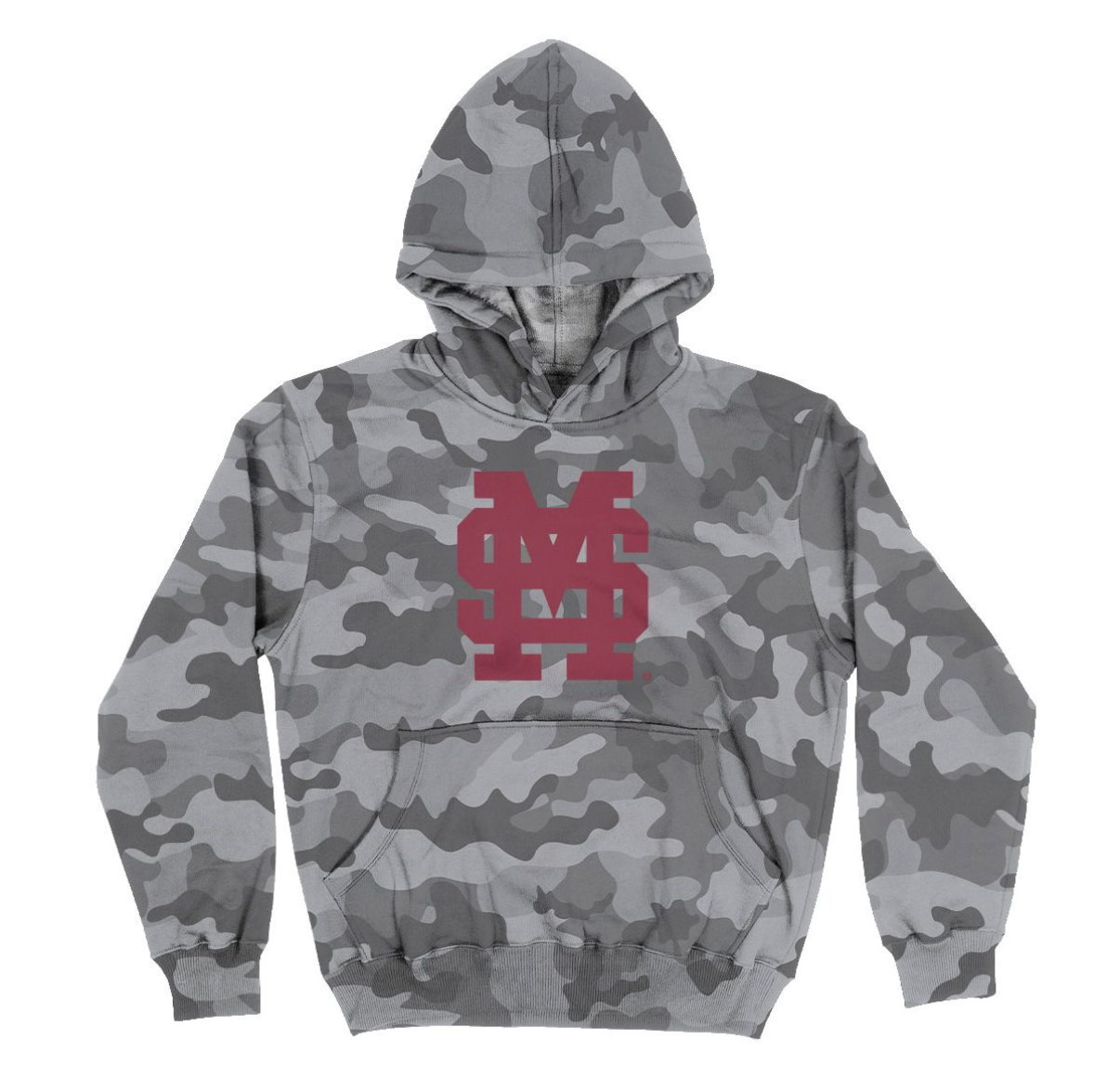 Vive La Fete Mississippi State Youth Gray Camo Hoodie with M Over S