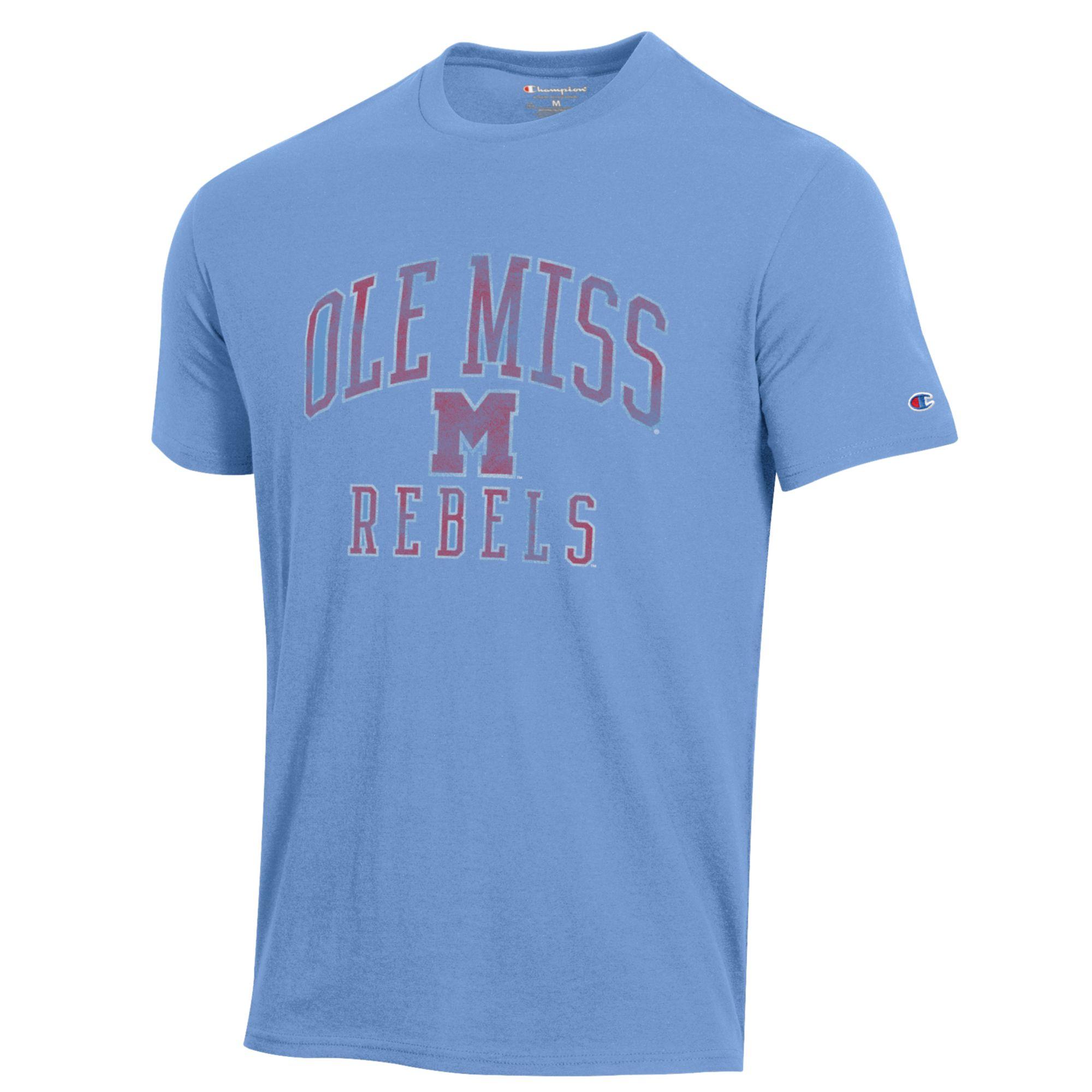Champion Powder Blue Arch Ole Miss Over Block M Tee
